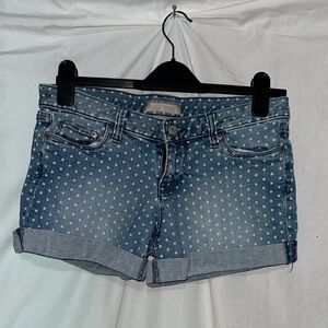 Banana Republic Blue Jean Shorts with Polka Dot Pattern and Rolled Cuffs size 2